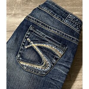 Silver Jeans Women's Aiko Bootcut Low Rise Distressed  Jeans SZ 28x33